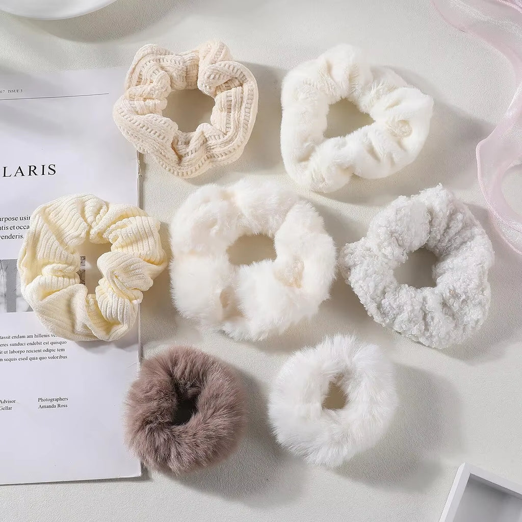 7/21 Pcs/Set Women Hair Scrunchies Set Plush Solid Hair Band for Girls Ponytail Holder Rubber Bands Hair Ties Hair Accessories