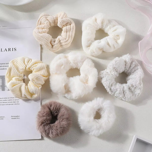 7/21 Pcs/Set Women Hair Scrunchies Set Plush Solid Hair Band for Girls Ponytail Holder Rubber Bands Hair Ties Hair Accessories