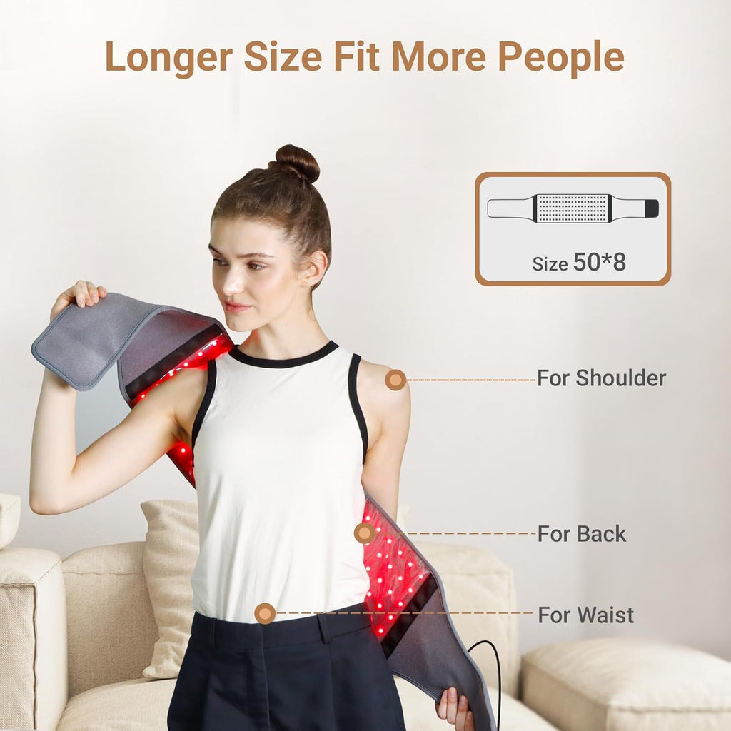 Red Light Therapy Belt with 126 Leds, Wearable Red Light Therapy for Body, 660Nm & 850Nm, Gifts for Her Women Mom, 22W Light Wrap with Timer for Joint Muscle(Corded)